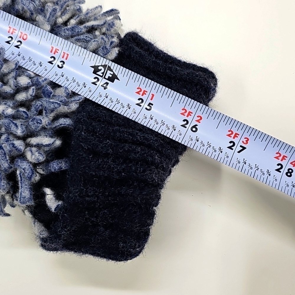 Escada Shaggy Cowl Neck Chunky Knit Pale Blue & Navy Abstract Sweater Wool Blend - Picture 9 of 12